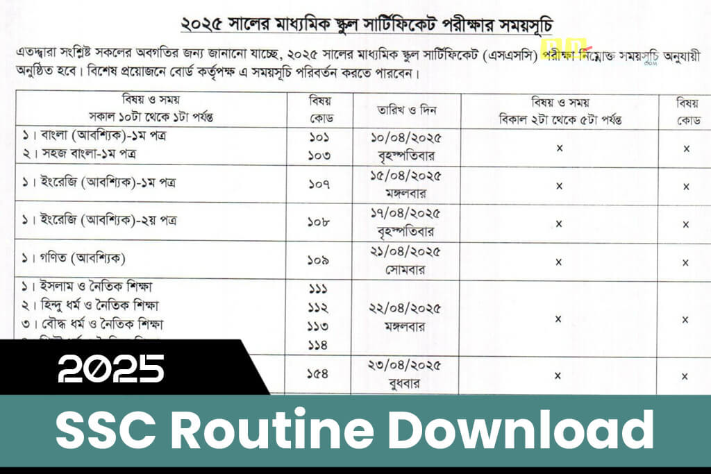 SSC Routine 2025 PDF Download
